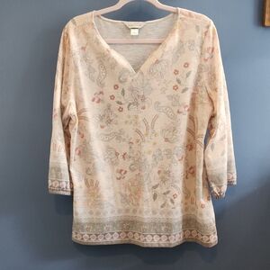 Christopher & Banks Pastel Floral V-Neck Tunic